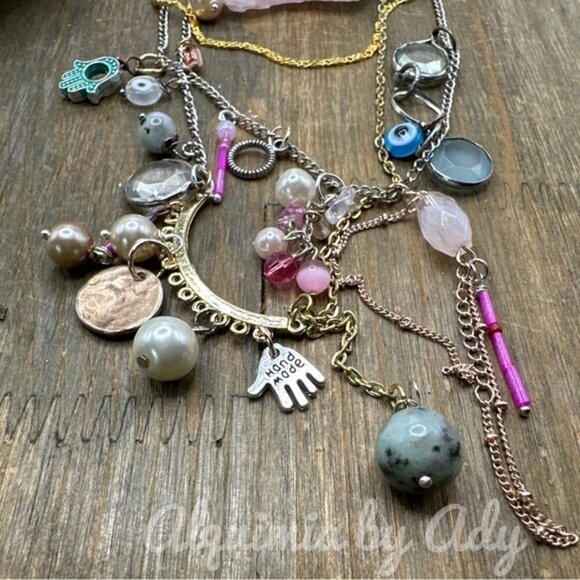 Multi colored charms layered necklace - Picture 1 of 5